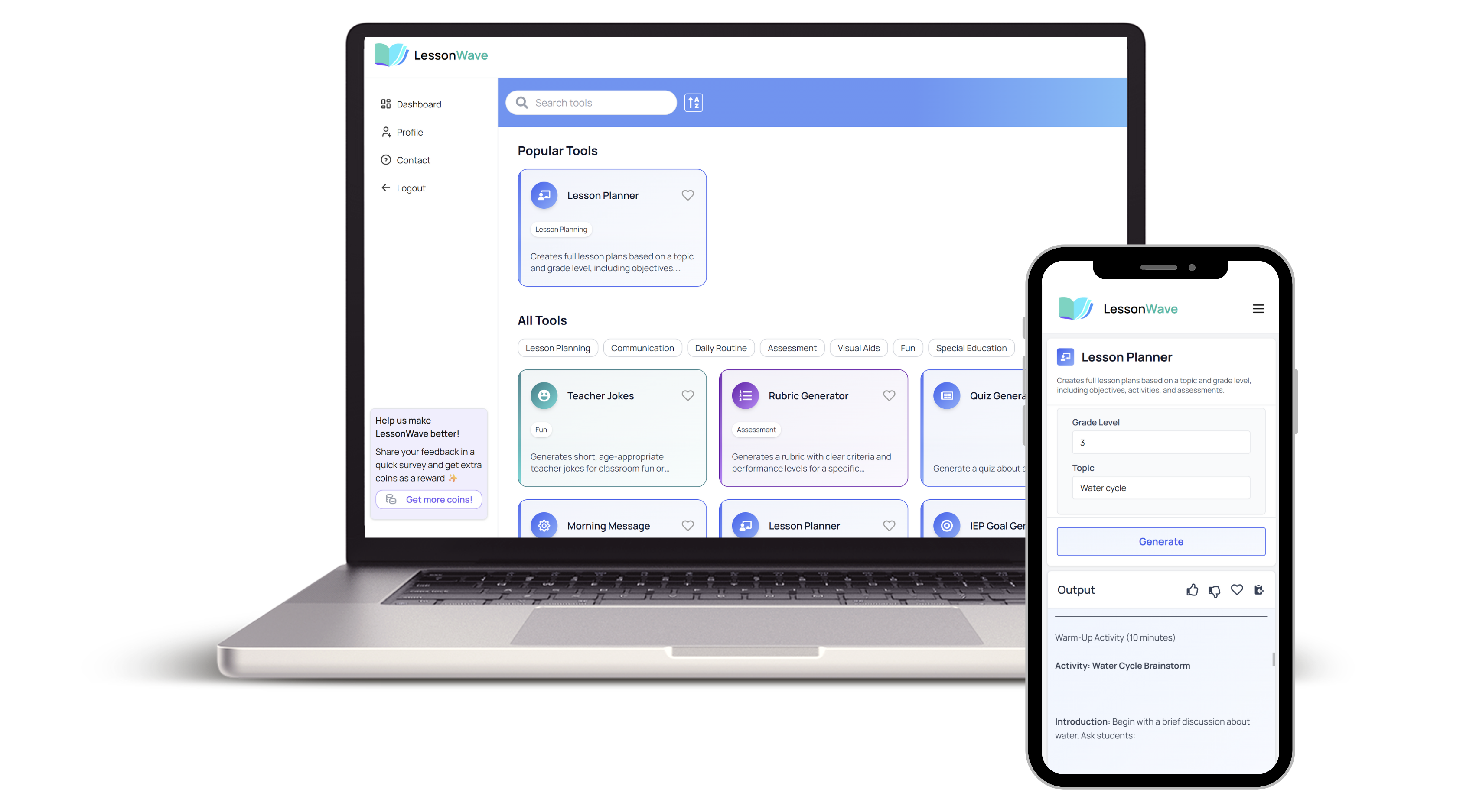LessonWave Dashboard